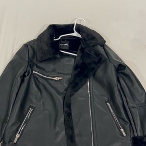 Fashion Nova Black Leather Jacket with Silver Accents
